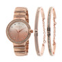 Women's 3 Piece Rose Gold-Tone Strap Watch and Bracelet Set