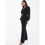 Women's Black Chiffon Buckle Palazzo Jumpsuit