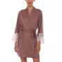 Kit Heart Lace Matte Charmeuse Wrap Robe