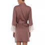 Kit Heart Lace Matte Charmeuse Wrap Robe