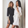 Kit Heart Lace Matte Charmeuse Wrap Robe