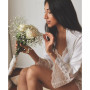 Kit Heart Lace Matte Charmeuse Wrap Robe
