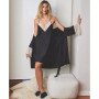 Kit Heart Lace Matte Charmeuse Wrap Robe
