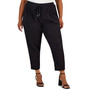 Plus Size Cotton Drawstring Pull-On Pants