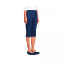 Women's Petite Sport Knit Denim High Rise Elastic Waist Pull On Capri Pants