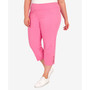 Plus Size Blue Bouquet Solid Capri Pants