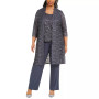 3-Pc. Plus Size Sequined Lace Pantsuit & Shell