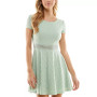Juniors' Short Sleeve Eyelet Fit & Flare Dress