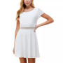 Juniors' Short Sleeve Eyelet Fit & Flare Dress