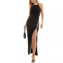 Juniors' High Slit Asymmetrical Sequin-Trim Gown, Created for Macy's