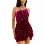 Juniors' One-Shoulder Sequined Bodycon Dress