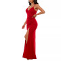 Juniors' Ruched Side-Slit Slim Gown