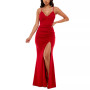 Juniors' Ruched Side-Slit Slim Gown