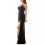 Juniors' Ruched Side-Slit Slim Gown