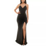 Juniors' Ruched Side-Slit Slim Gown