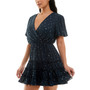 Juniors' Printed V-Neck Short-Sleeve Tiered Dress