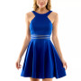 Juniors' Illusion-Waist Scuba Fit & Flare Dress