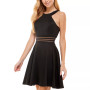 Juniors' Illusion-Waist Scuba Fit & Flare Dress