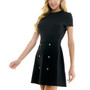 Juniors' Short-Sleeve Button-Trim Mini Dress