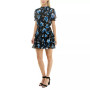 Juniors' Mock Neck Ruffled Puff-Sleeve Dress