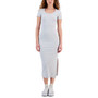 Women's Ribbed Short-Sleeve Split Midi Dress