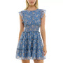Juniors' Floral-Print Tiered Fit & Flare Dress