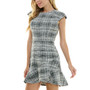 Juniors' Tweed Cap-Sleeve Ruffle-Hem Dress