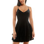 Juniors' Stretch Velvet Double-Strap Fit & Flare Dress