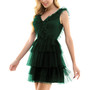 Juniors' Tiered Mesh Fit & Flare Dress