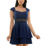 Juniors' Lace-Trim Cap-Sleeve A-Line Dress