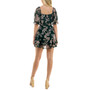 Juniors' Puff-Sleeve Clip-Dot Tiered-Hem Mini Dress