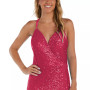 Juniors' V-Neck Ruffle-Front Sequin Gown