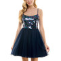 Juniors' Embellished Mesh Fit & Flare Dress