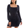 Juniors' Square-Neck Metallic-Knit Dress
