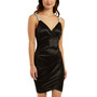 Juniors' Embellished-Strap Satin Bodycon Dress