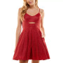 Juniors' Metallic Cutout Fit & Flare Dress