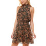 Juniors' Mock Neck Smocked Waist Dress