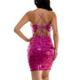 Juniors' Lace-Up-Back Bodycon Sequin Dress