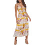Women's Tropical-Print Plunge-Neck Maxi Dress