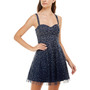 Juniors' Caviar Beaded-Mesh Fit & Flare Dress