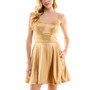 Juniors' Cutout-Detail Satin Fit & Flare Dress
