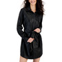 Juniors' Faux-Leather Belted Shirtdress
