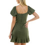 Juniors' Puff-Sleeve Side-Tie Fit & Flare Dress