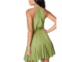 Drawstring-Waist Godet-Hem Flared Dress