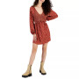 Juniors' Long-Sleeved Smocked Mini Dress