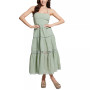 Women's Lace-Trim Lace-Up Tiered Maxi Dress