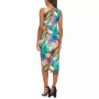 Women's Twist-Front Crossover-Skirt Midi Dress