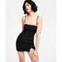 Juniors' Imitation-Pearl Neckline Bodycon Dress