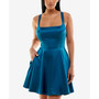 Juniors' Crisscross-Back Satin Pocket Dress