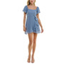 Juniors' Clip-Dot Wrap Mini Dress